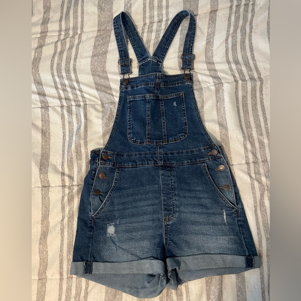 Ladies M Denim Short Overalls
